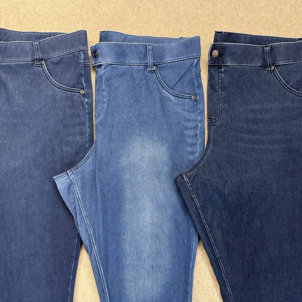 HUE Womens 2X Denim Jeggings Lot of 3 Blue Pull On Stretch Skinny Jeans Pants - Picture 3 of 16